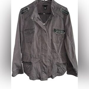 Lane Bryant Charcoal Jacket with Black Details